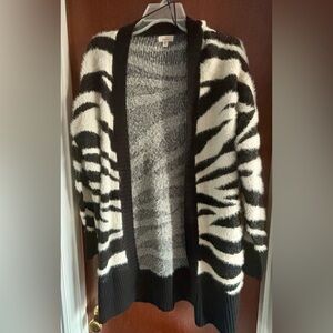 Debut Black and White Zebra Print Long Cardigan, L
